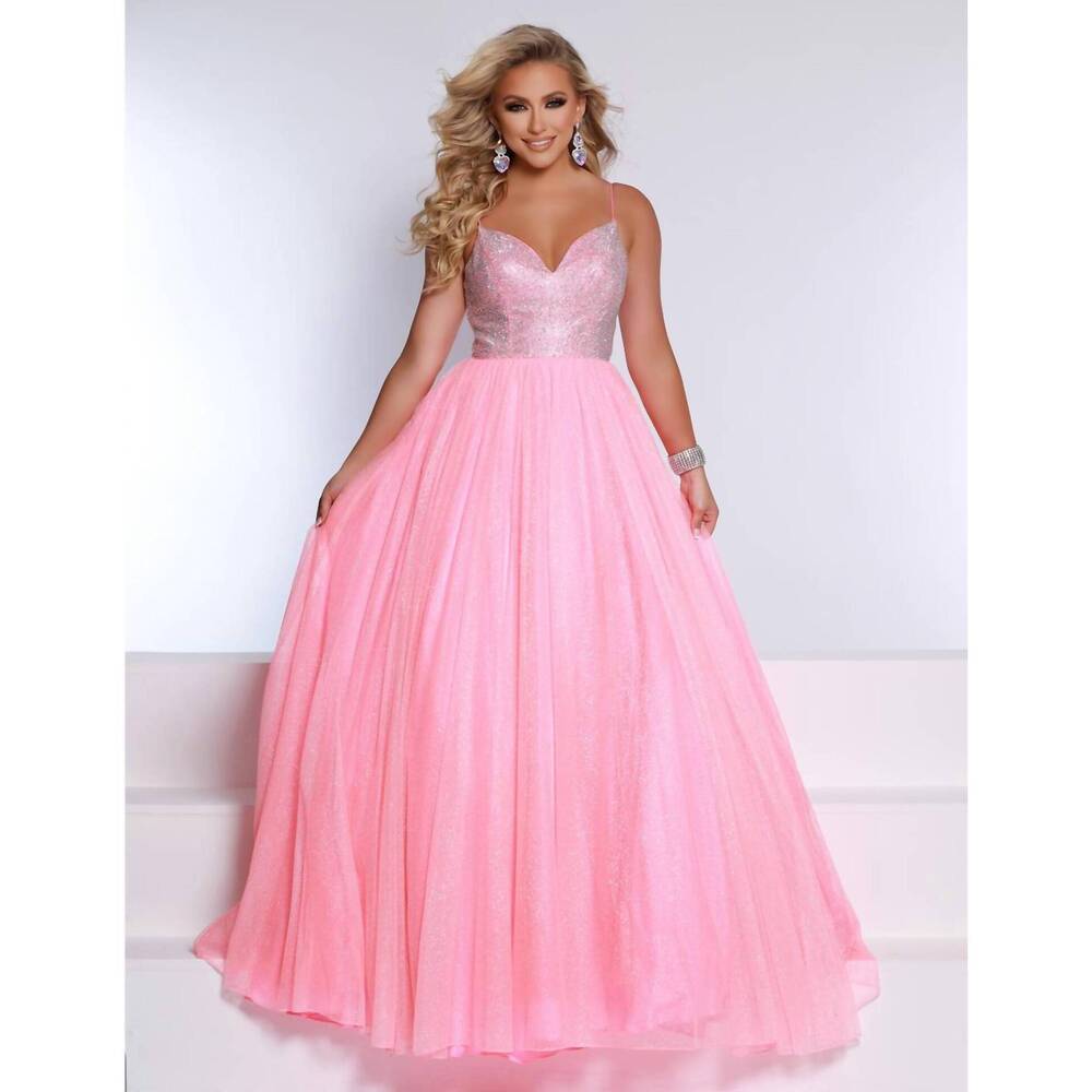 NEW 2CUTE v-neck a-line prom dress in coral pink